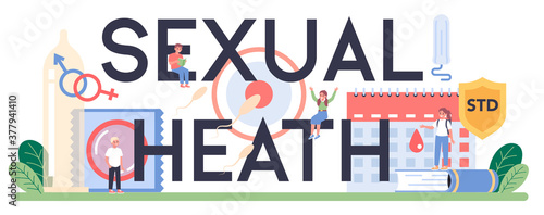 Sexual education typographic header. Sexual health lesson