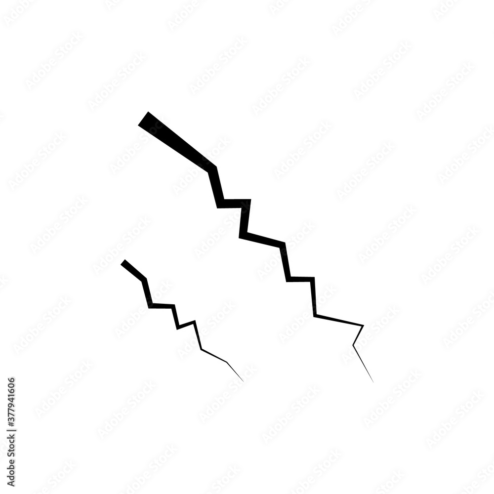 Crack black icon. Ground crack black symbol vector illustration isolated on white.