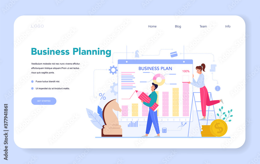 Economists web banner or landing page. Business planning