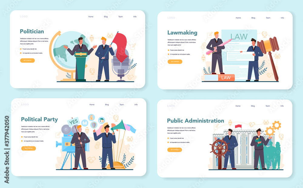 Politician web banner or landing page set. Idea of election and governement