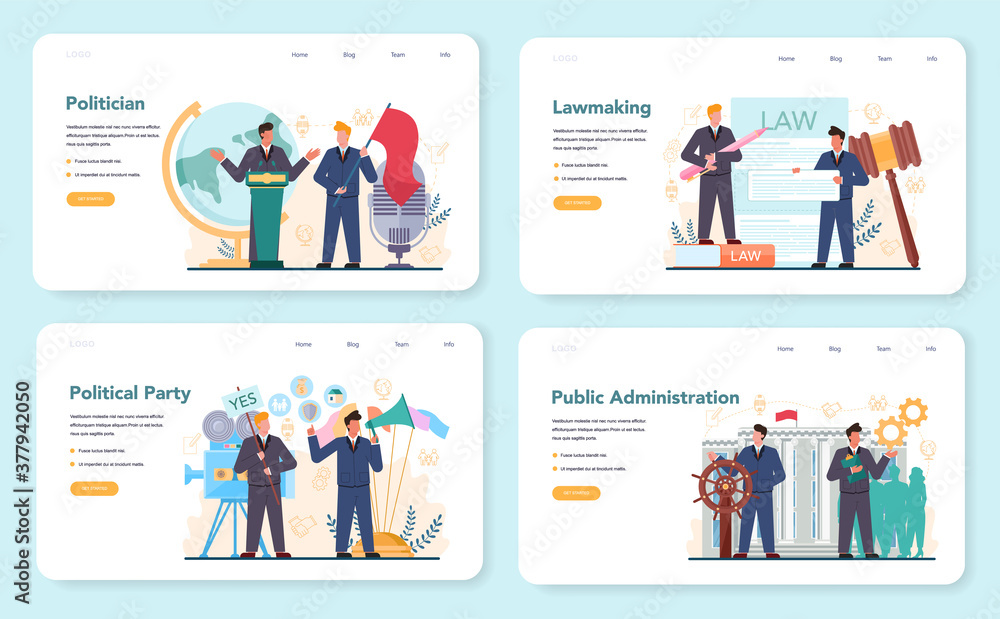Politician web banner or landing page set. Idea of election and governement Politician web banner or landing page set. Idea of election and governement