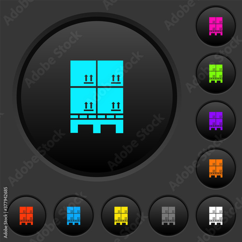 Pallet with boxes dark push buttons with color icons