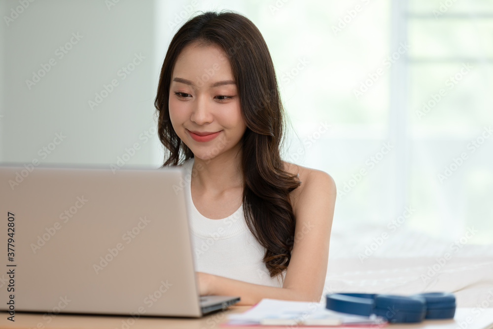 Beautiful Attractive Asian indian woman working with computer laptop and thinking to get ideas and requirement in Business startup at home feeling so happiness,Business Startup Concept Beautiful Attractive Asian indian woman working with computer laptop and thinking to get ideas and requirement in Business startup at home feeling so happiness,Business Startup Concept