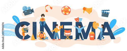 Cinema typographic header. Leisure and entertainment concept. Video