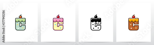 Cake With Cherry On Top Formed Letter Logo Design C
