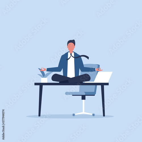 Desk yoga illustration. Clipart image.
