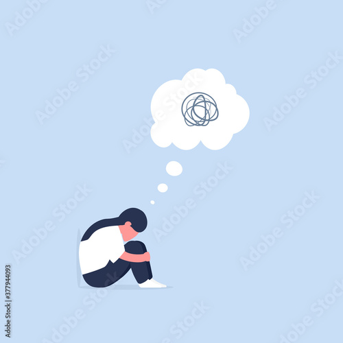 Childhood depression illustration. Clipart image.