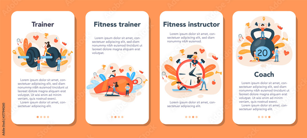 Fitness trainer concept. Workout in the gym with professional