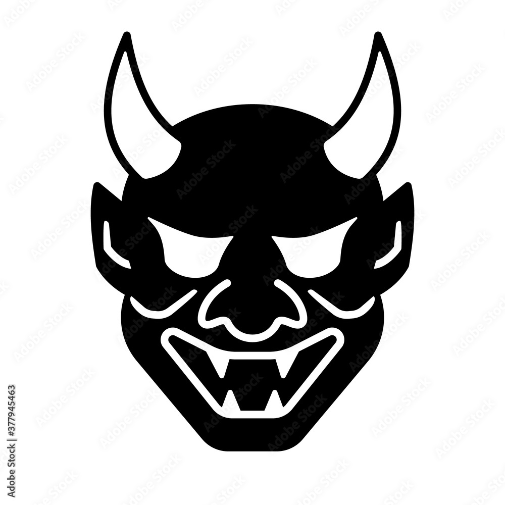 Oni mask silhouette icon. Clipart image isolated on white background. Oni mask silhouette icon. Clipart image isolated on white background.