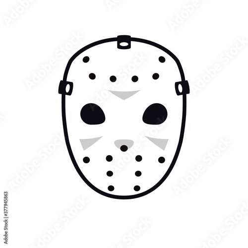 Hockey goalie mask outline icon. Clipart image isolated on white background.