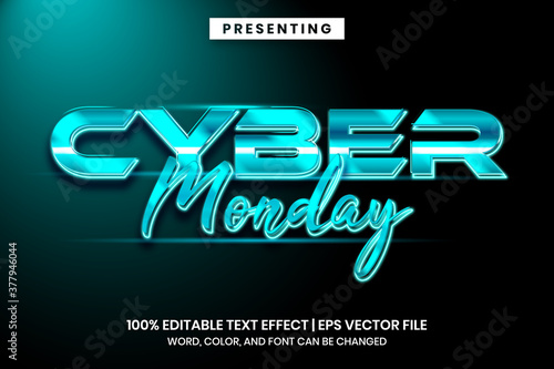 Cyber monday futuristic techno text effect style