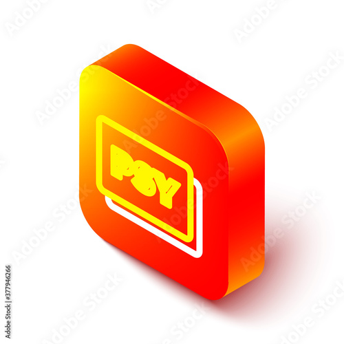 Isometric line Psychology icon isolated on white background. Psi symbol. Mental health concept, psychoanalysis analysis and psychotherapy. Orange square button. Vector.
