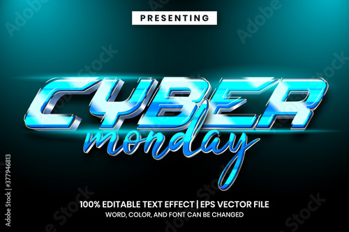 Cyber monday futuristic techno text effect style