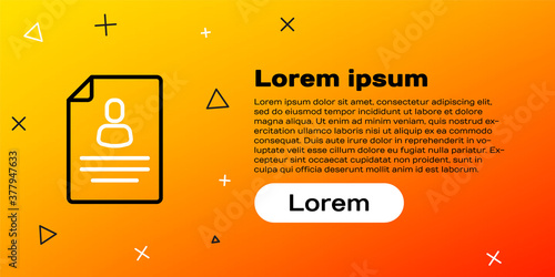 Line Resume icon isolated on yellow background. CV application. Searching professional staff. Analyzing personnel resume. Colorful outline concept. Vector.