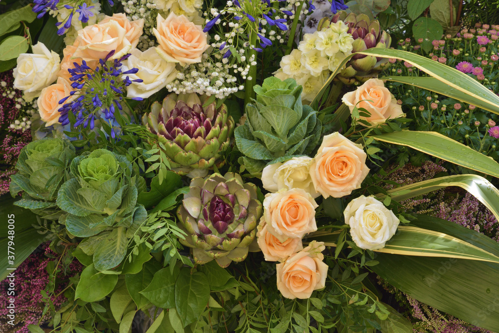 A beautiful bouquet of decorative flowers.
