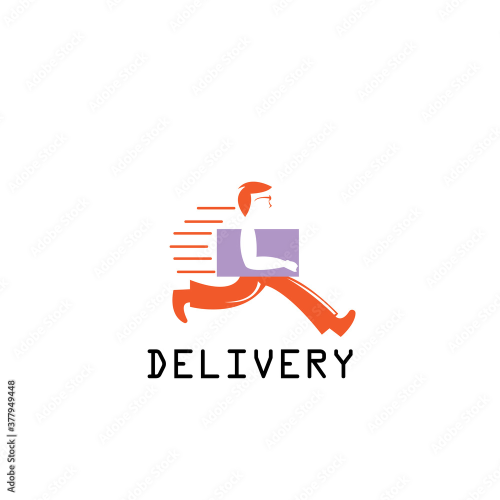 logo delivery, illustration of a running man with color design, vector