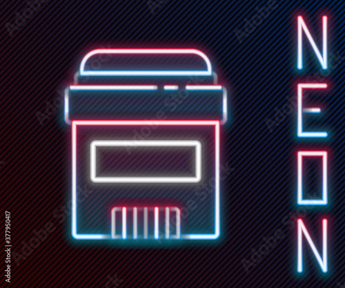 Glowing neon line Antiperspirant deodorant roll icon isolated on black background. Cosmetic for body hygiene. Colorful outline concept. Vector.
