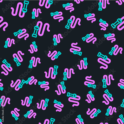 Line Braided leather whip icon isolated seamless pattern on black background. Vector.