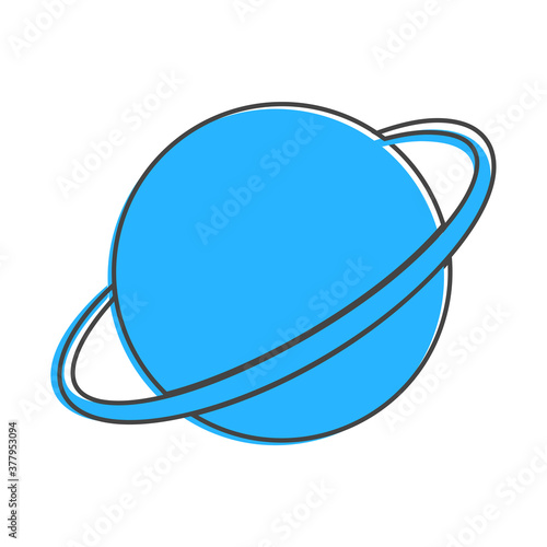 Vector image of space. Planet Saturn cartoon style on white isolated background.