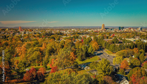 Fotografie Autumn Aerial view of the City of Allentown, Pennsylvania