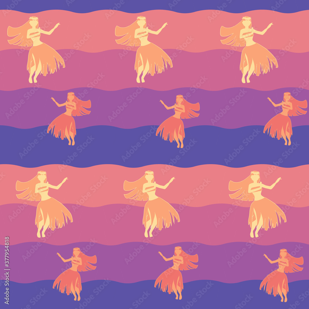 Seamless repeating pattern of hula dancers Seamless repeating pattern of hula dancers