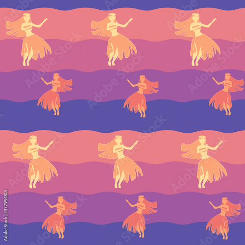 Seamless repeating pattern of hula dancers