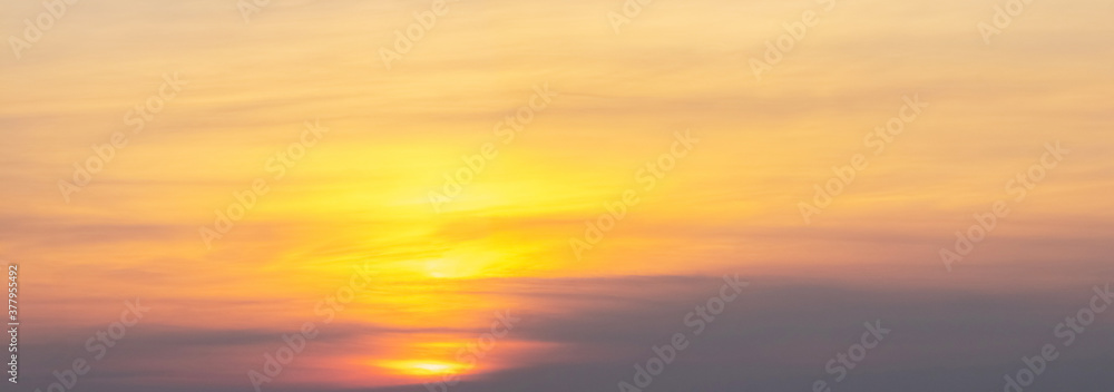 Panorama of evening sky after sunset, abstract background