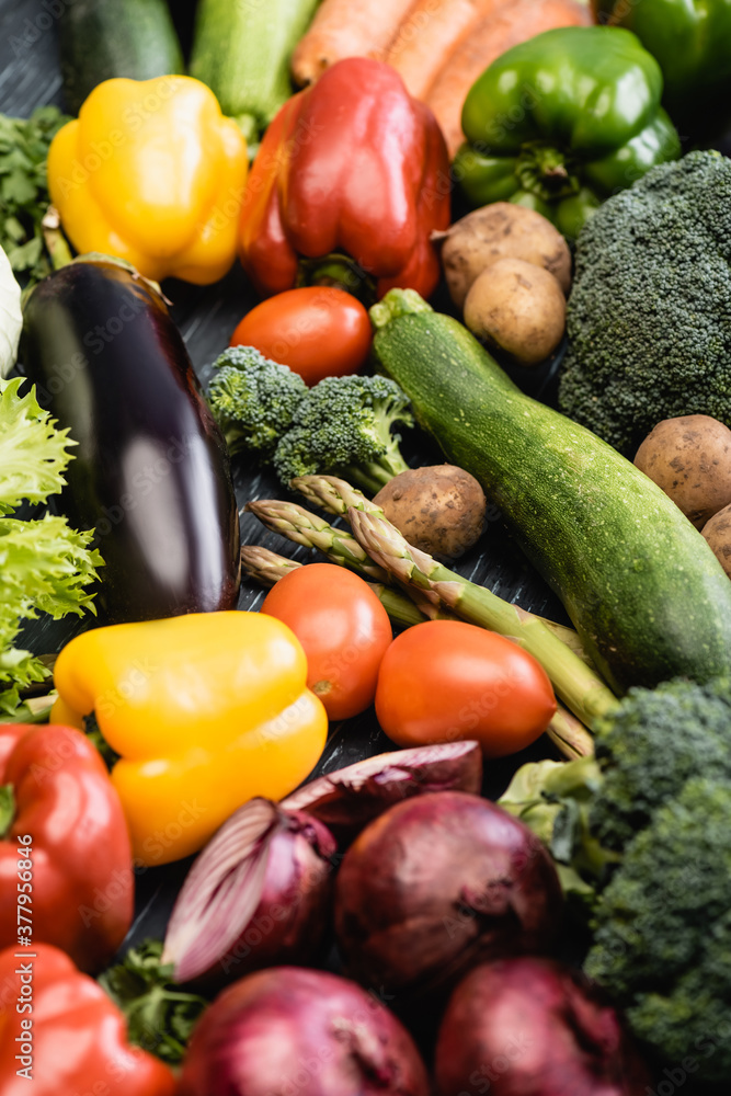 selective focus of ripe colorful vegetables, background selective focus of ripe colorful vegetables, background