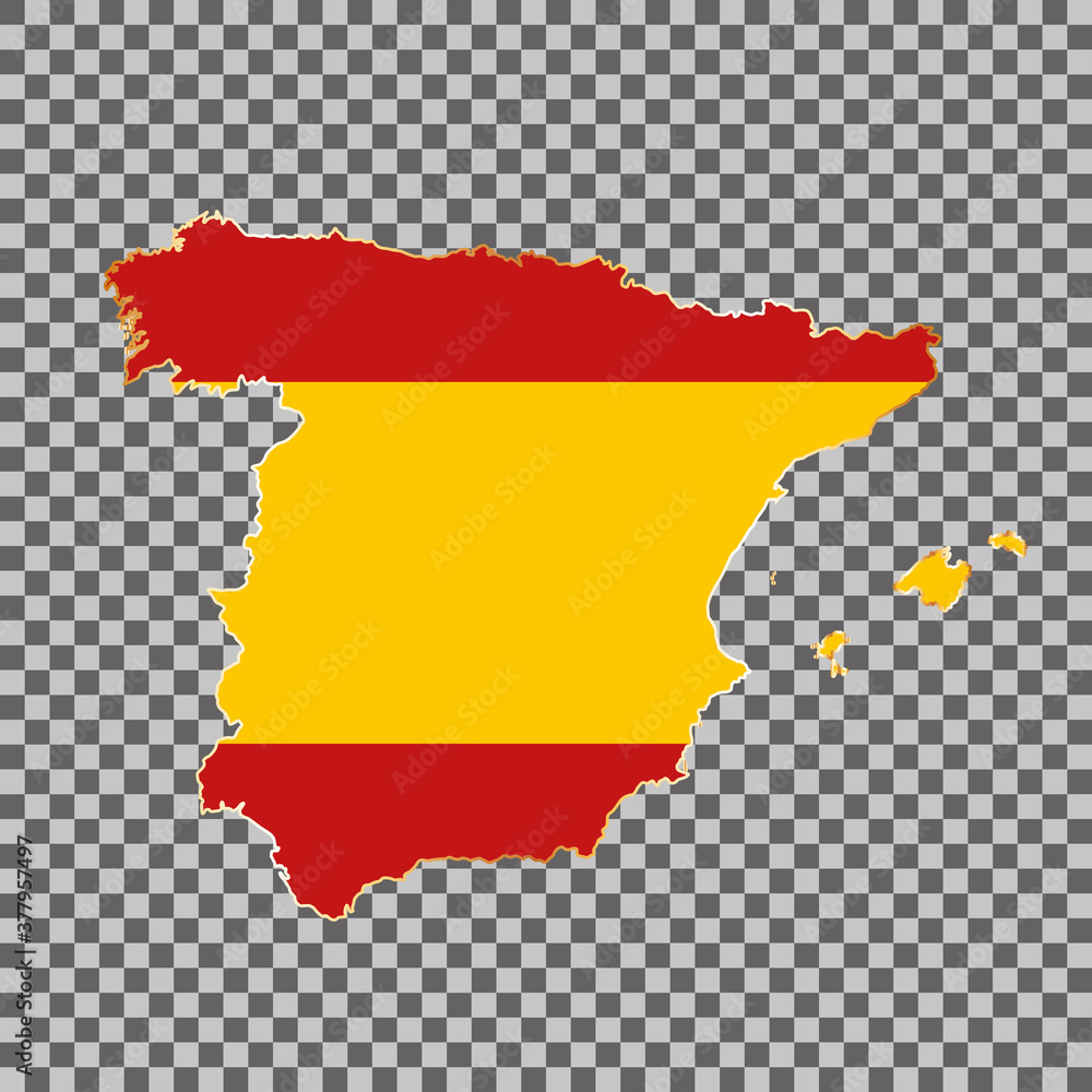 Obraz premium vector flag map of Spain with gold frame isolated on white background 