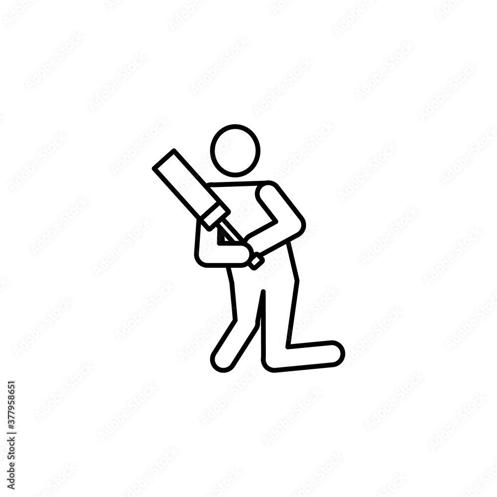 cricket, player line icon. Signs and symbols can be used for web, logo, mobile app, UI, UX cricket, player line icon. Signs and symbols can be used for web, logo, mobile app, UI, UX