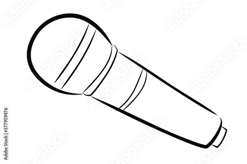 vector Simple, hand draw sketch wireless microphone, Isolated on White
