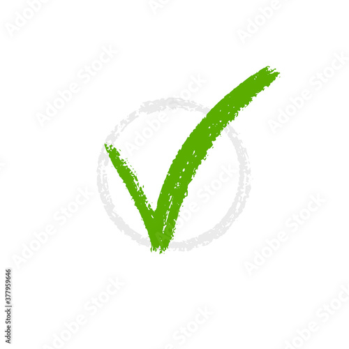 Isolated Ok icon. Success button sign. Hand draw tick