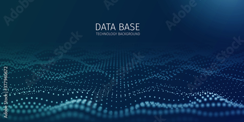 3d abstract digital technology background. Futuristic sci-fi user interface concept with gradient dots and lines. Big data, artificial intelligence, music hud. Blockchain and cryptocurrency. Vector