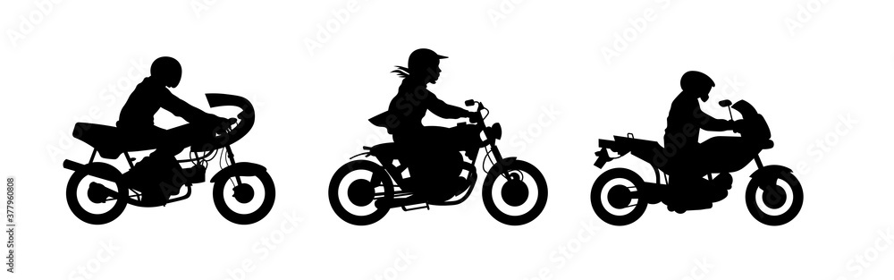 Motorcyclists silhouette set vector illustration