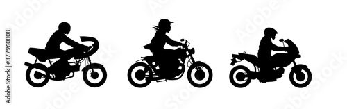 Motorcyclists silhouette set vector illustration