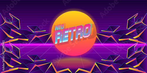 neo retro 3d background landscape with triangles