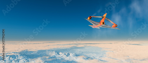 airplane prototype furrowing the sky
