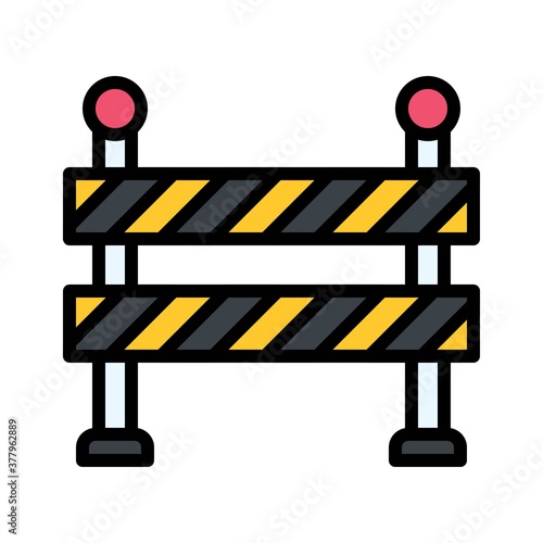 protest related police barricade with lights and strips vector with editable stroke