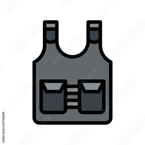 protest related police bullet proof jacket with pockets vector with editable stroke