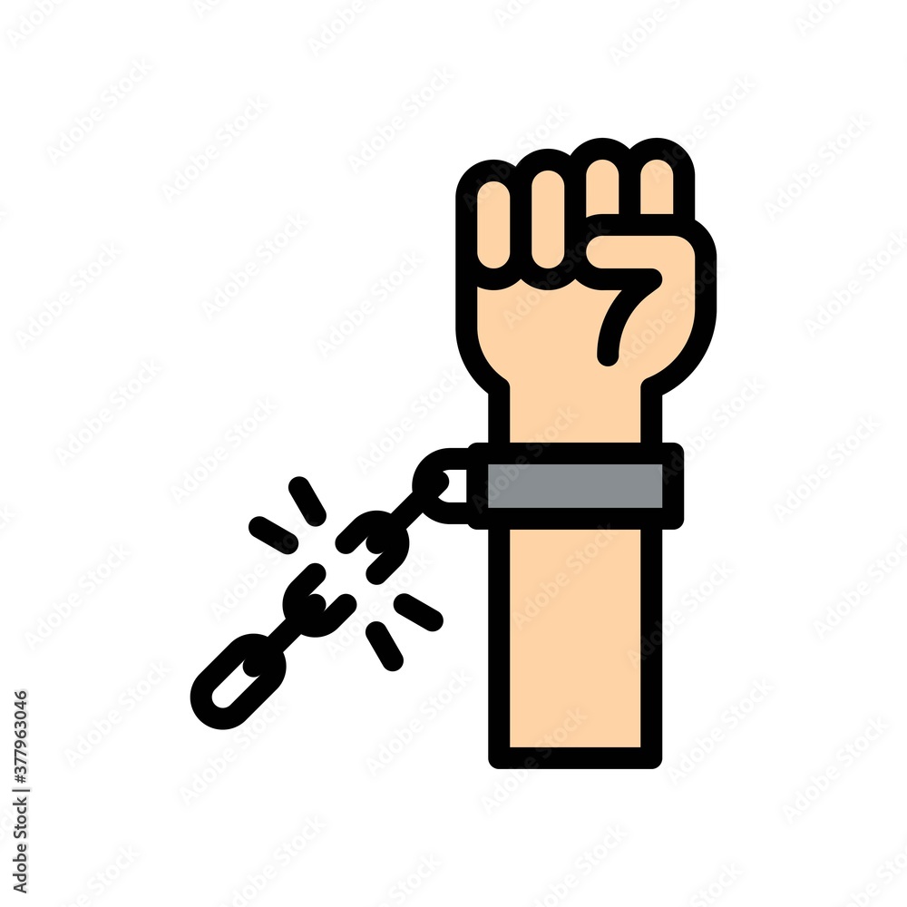 protest related broken handcuffs in Criminal hands vector with editable stroke