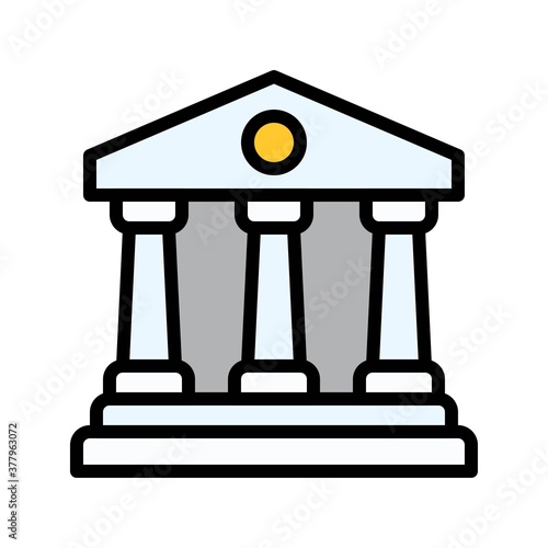 protest related bank building with circle vector with editable stroke