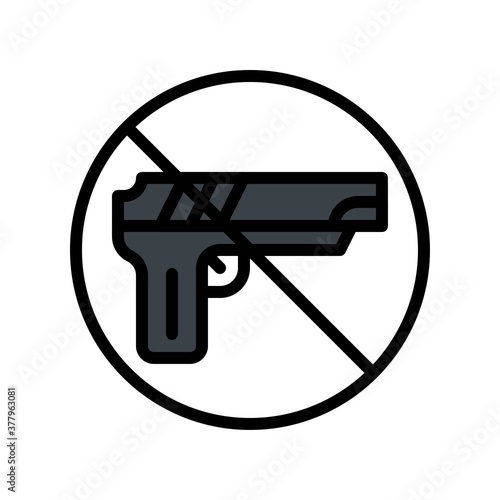 protest related pistol with restriction sign vector with editable stroke
