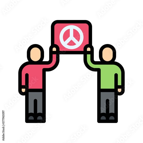protest related peace or protest sign board in boys or characters hand  vector with editable stroke