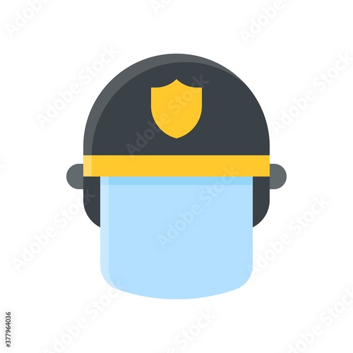 protest related police safety or protection helmet with mirror and badge vector in flat style,