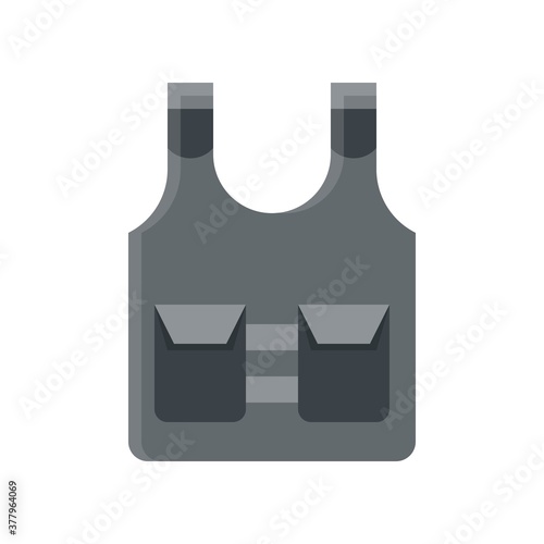 protest related police bullet proof jacket with pockets vector in flat style,