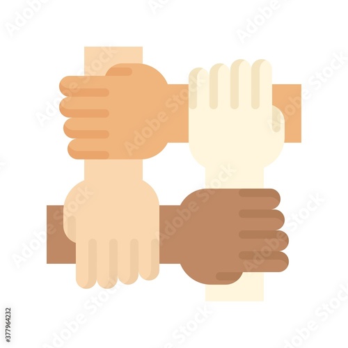 protest related united hands of public vector in flat style,