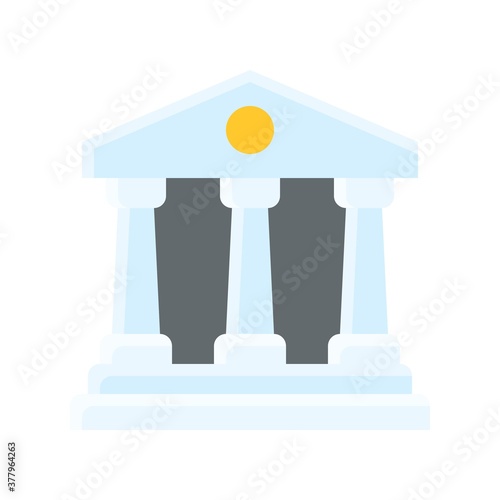 protest related bank building with circle vector in flat style,