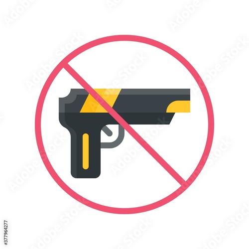protest related pistol with restriction sign vector in flat style,