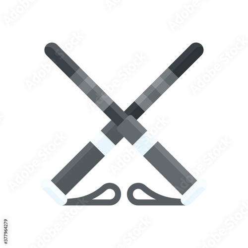 protest related police sticks in cross style with ribbons vector in flat style,