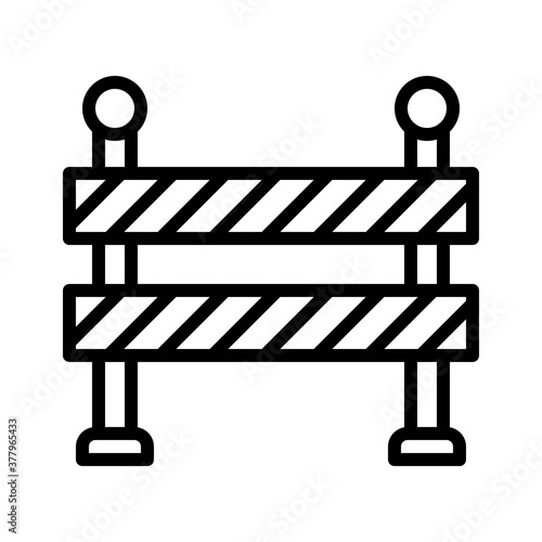 protest related police barricade with lights and strips vector in lineal style,